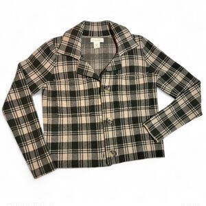 Cynthia Rowley Women’s Plaid Light Jacket in Green Beige size XS Extra Small‎